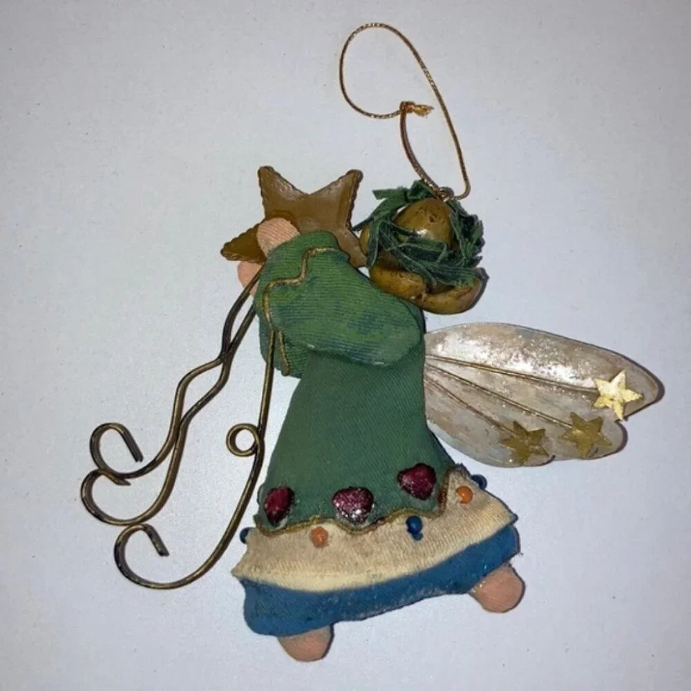 👼🎄 Fabric & Metal Angel Christmas Ornament | 5” x 5.5” | Holiday Tree Decor ✨